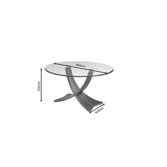 Round Coffee Table Curved Design - Walnut, Glass