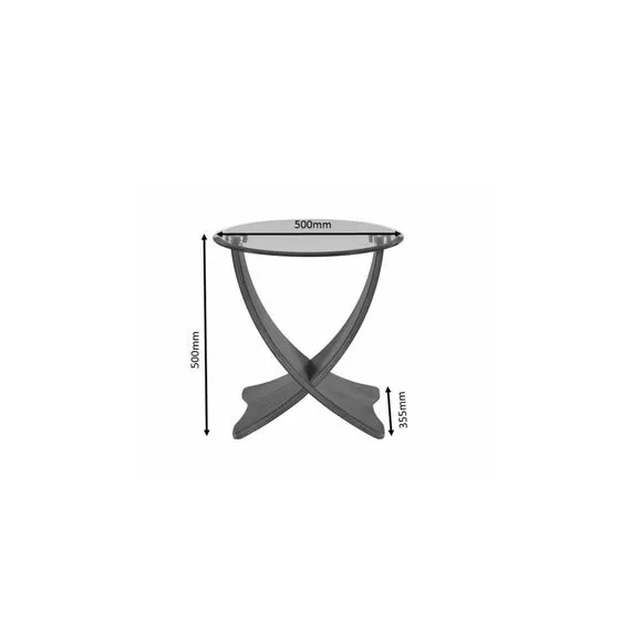 Round Side Table with Curved Design - Grey, Glass