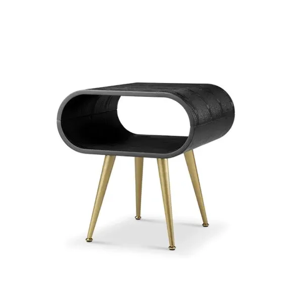 Side Table with Storage - Black, Wood Veneer