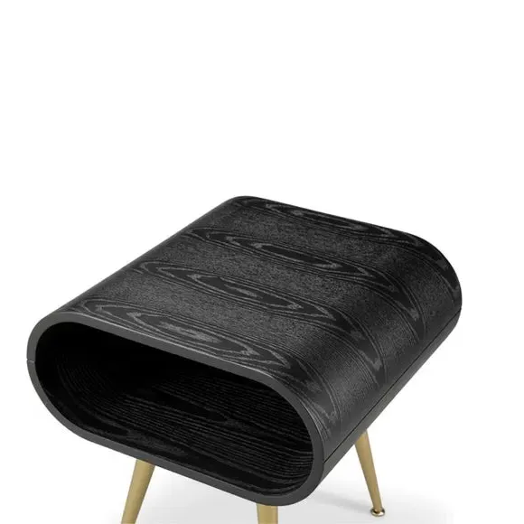 Side Table with Storage - Black, Wood Veneer