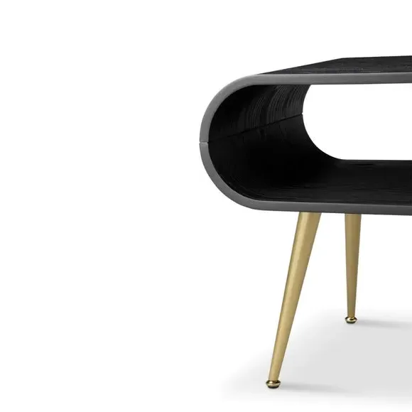 Side Table with Storage - Black, Wood Veneer