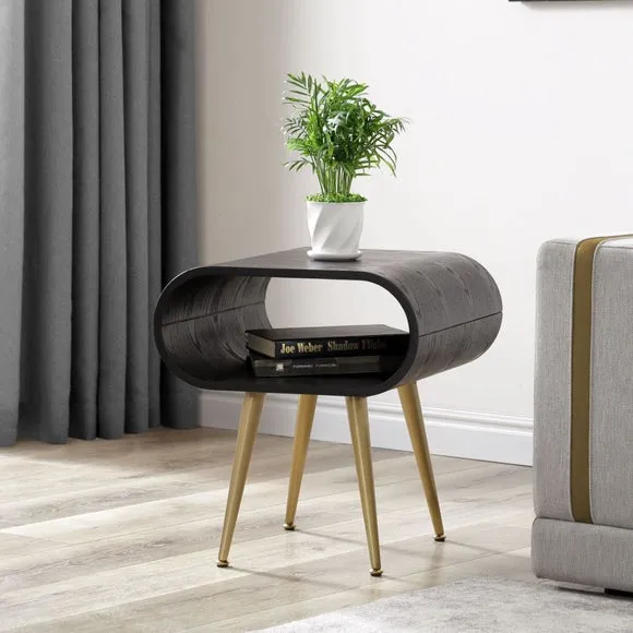Side Table with Storage - Black, Wood Veneer