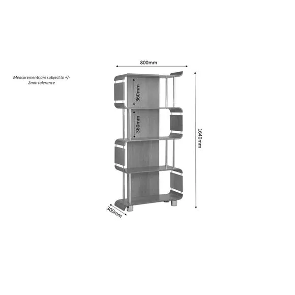 Tall Bookshelf with Chrome Supports - Grey, Wood