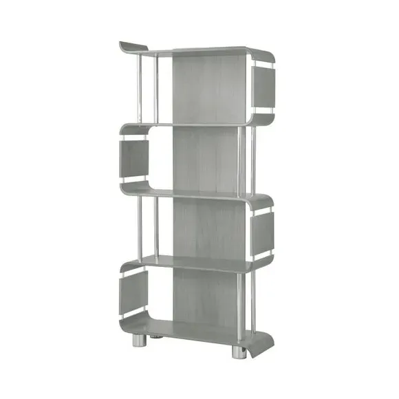Tall Bookshelf with Chrome Supports - Grey, Wood image