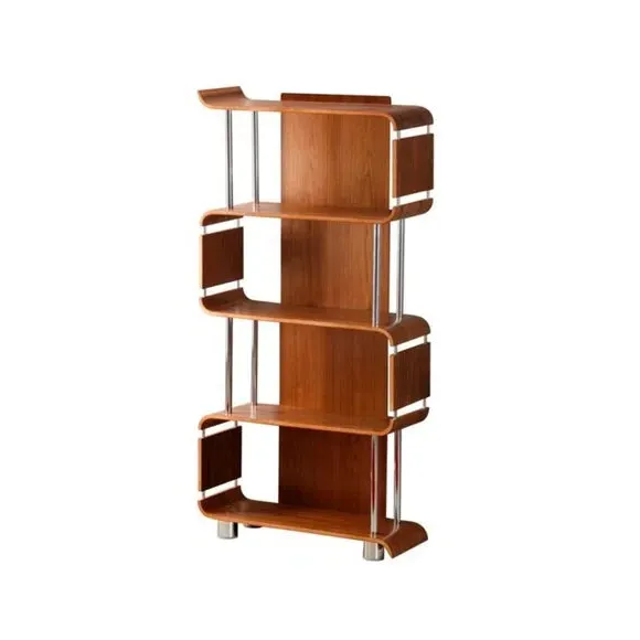 Tall Bookshelf with Chrome Supports - Walnut, Wood