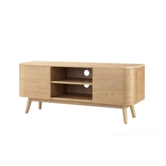 TV Stand with Curved Doors - Oak, Wood Veneer
