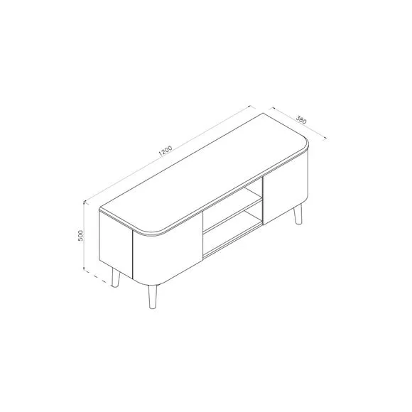 TV Stand with Curved Doors - Oak, Wood Veneer