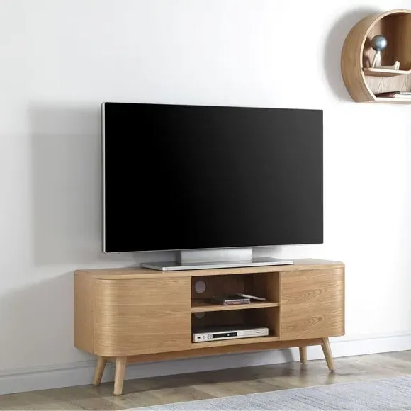 TV Stand with Curved Doors - Oak, Wood Veneer image