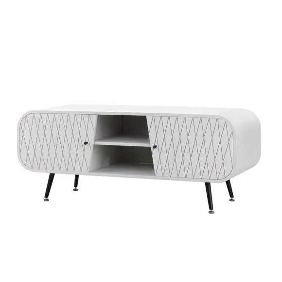 TV Stand with Lattice Doors - Grey
