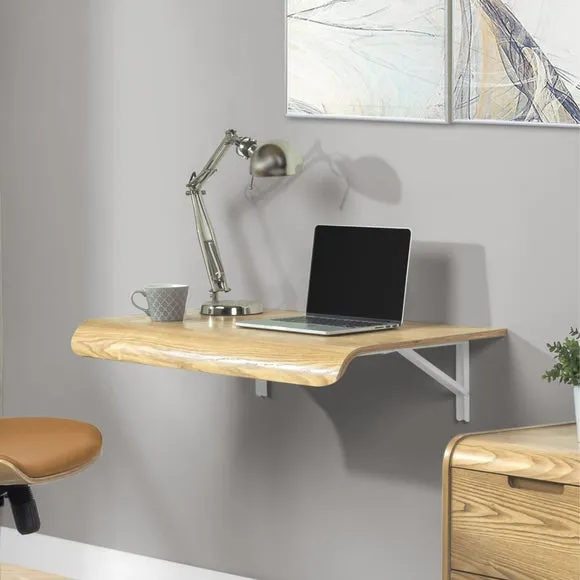 Wall Mounted Desk with Fold-Away - Oak, Wood