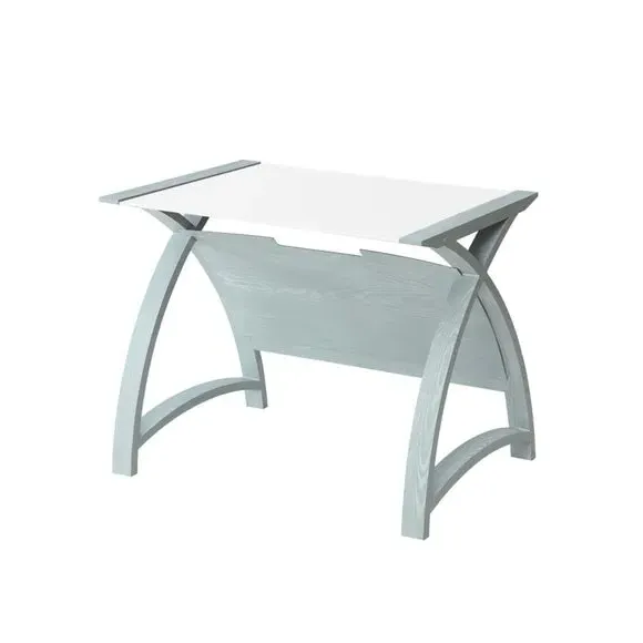Wide Desk with Curved Design - Grey, Wood Veneer