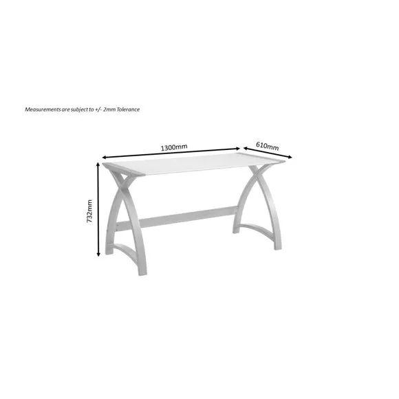 Wide Desk with Curved Design - Grey, Wood Veneer