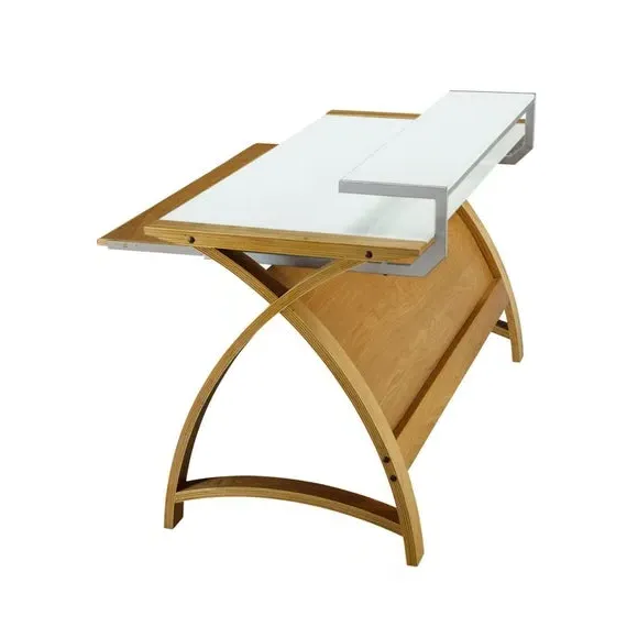 Wide Desk with Monitor Shelf - Oak, Wood Veneer