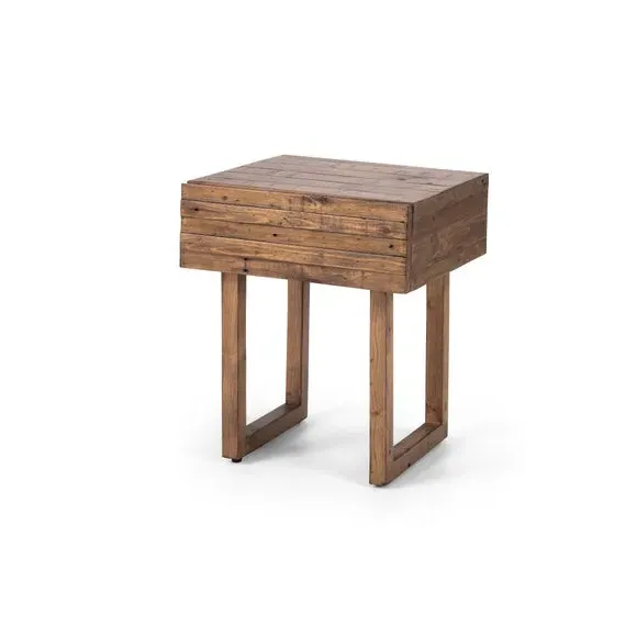 1 Drawer Lamp Table - Brown, Reclaimed Wood