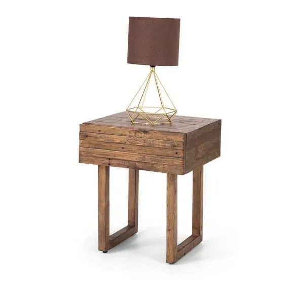1 Drawer Lamp Table - Brown, Reclaimed Wood