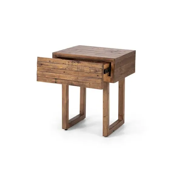 1 Drawer Lamp Table - Brown, Reclaimed Wood