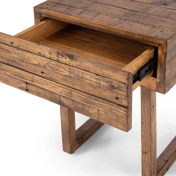 1 Drawer Lamp Table - Brown, Reclaimed Wood