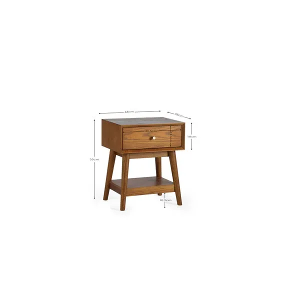 1 Drawer Side Table with Shelf - Medium Wood