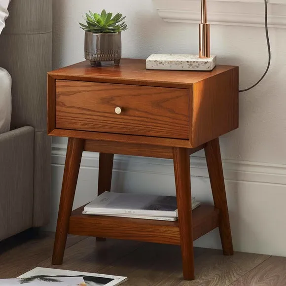 1 Drawer Side Table with Shelf - Medium Wood image