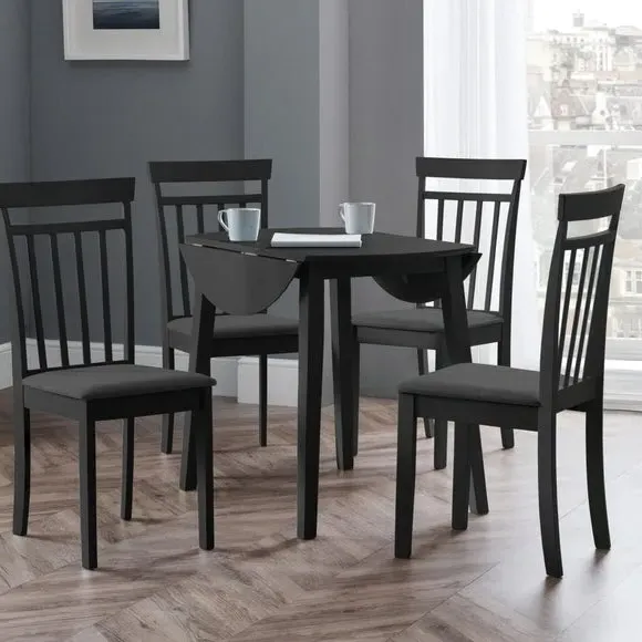 2-4 Seater Round Drop Leaf Dining Table - Black image