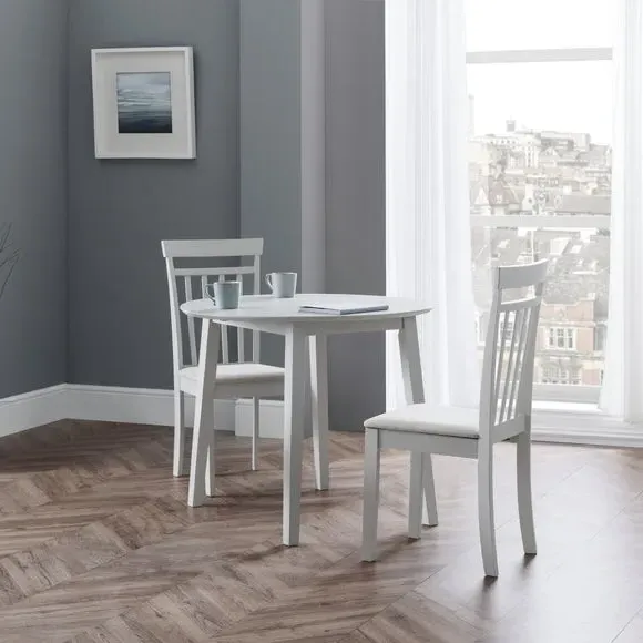 2-4 Seater Round Drop Leaf Dining Table - Grey