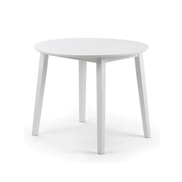 2-4 Seater Round Drop Leaf Dining Table - White