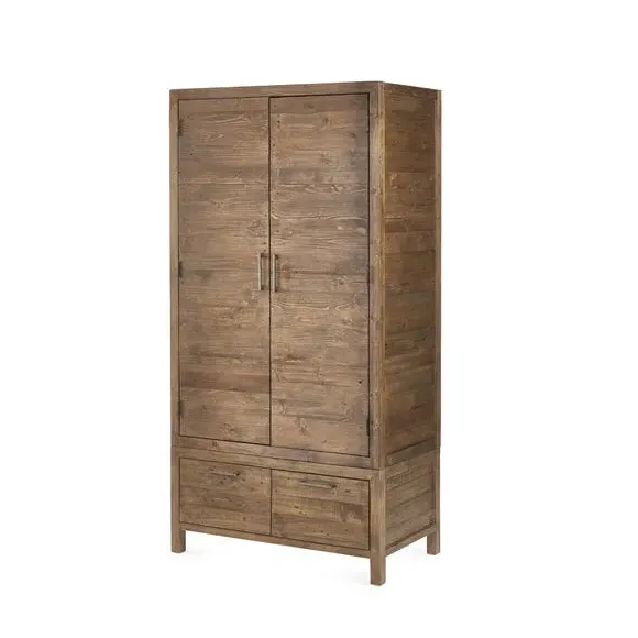 2-Door Wardrobe with Drawer - Pine