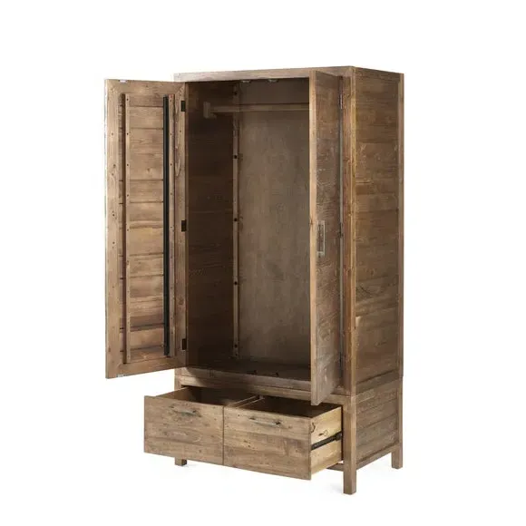 2-Door Wardrobe with Drawer - Pine