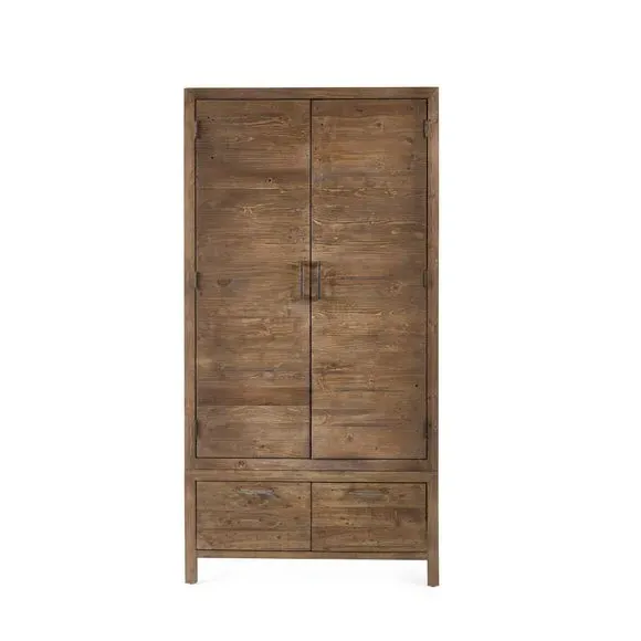 2-Door Wardrobe with Drawer - Pine