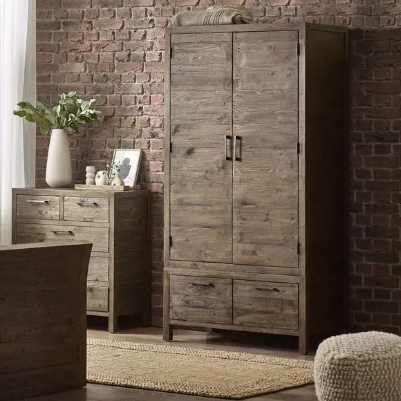 2-Door Wardrobe with Drawer - Pine image
