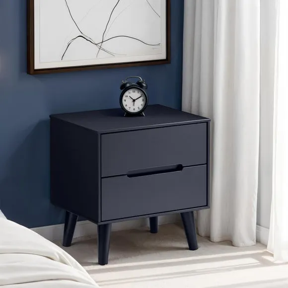 2-Drawer Bedside Cabinet - Anthracite, Oak image