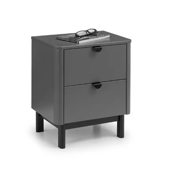 2-Drawer Bedside Table - Grey, Wood