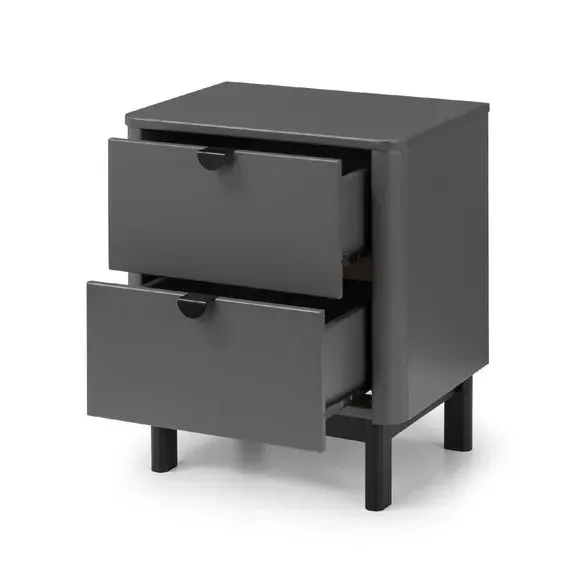 2-Drawer Bedside Table - Grey, Wood