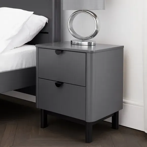 2-Drawer Bedside Table - Grey, Wood image