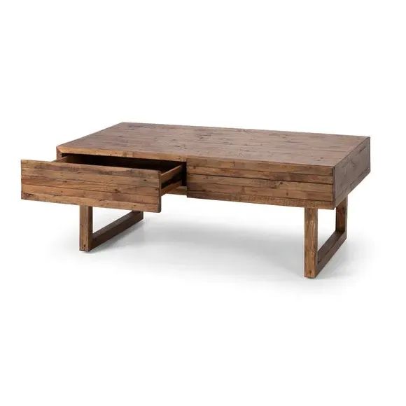 2-Drawer Coffee Table - Brown, Reclaimed Wood