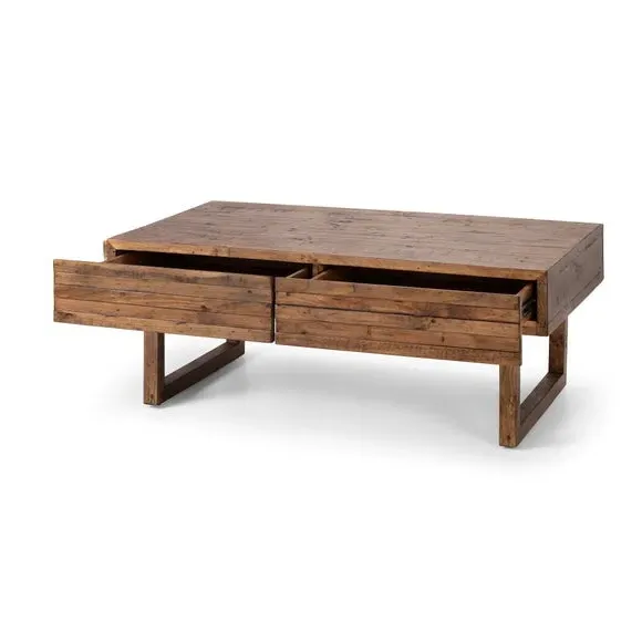 2 Drawer Coffee Table - Brown, Reclaimed Wood
