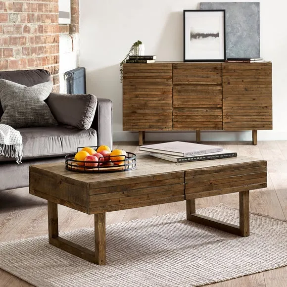 2 Drawer Coffee Table - Brown, Reclaimed Wood image