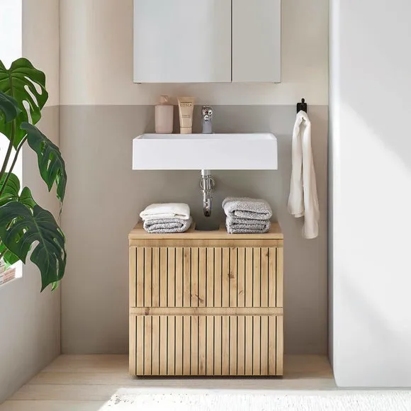 2-Drawer Under Sink Cabinet - Brown, Wood Effect