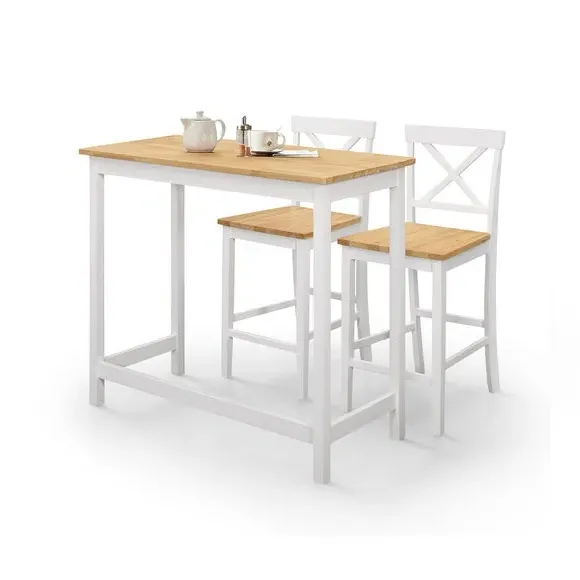 2-Seater Bar Set with Stools - Ivory, Oak
