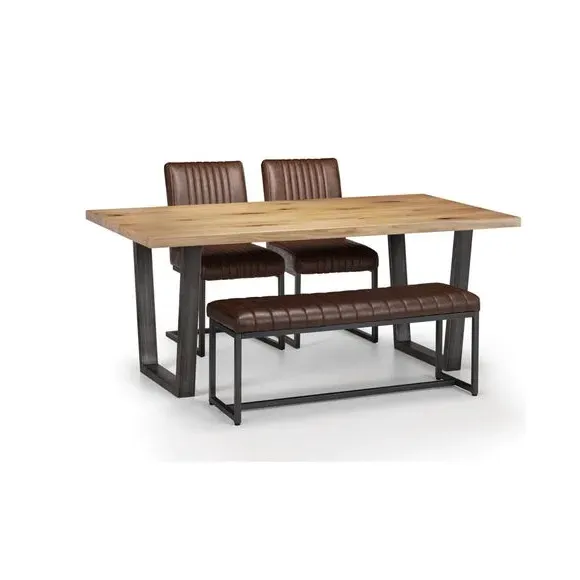 2-Seater Dining Bench - Brown, Faux Leather