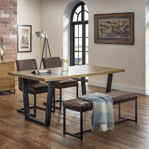 2-Seater Dining Bench - Brown, Faux Leather image