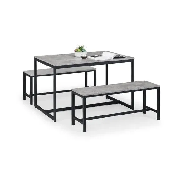 2-Seater Dining Bench - Grey, Concrete-Effect