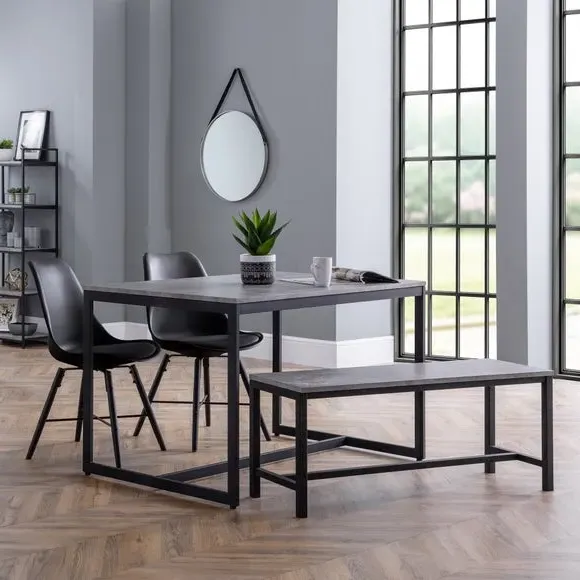 2-Seater Dining Bench - Grey, Concrete-Effect