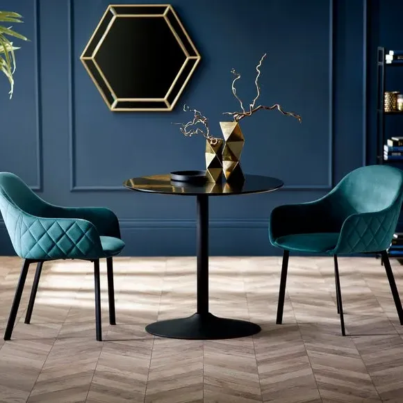2-Seater Dining Set with Chairs - Black, Metal image