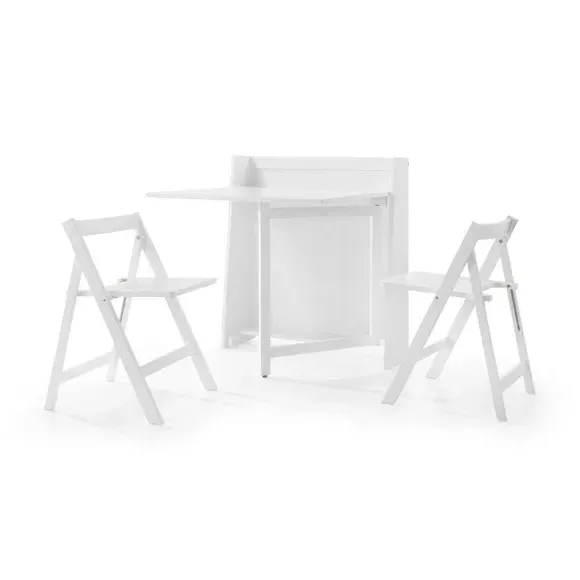 2-Seater Round Dining Set with Chairs - White, MDF