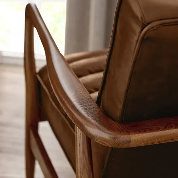 2-Seater Sofa with Ribbed Detail - Brown, Faux Leather