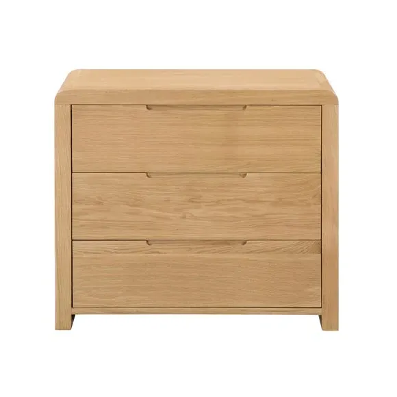 3-Drawer Chest with Curved Edges - Oak