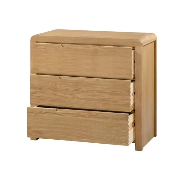 3-Drawer Chest with Curved Edges - Oak
