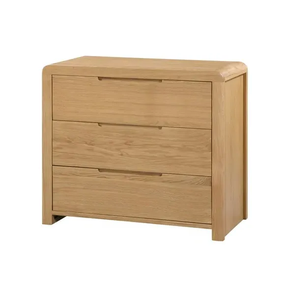 3-Drawer Chest with Curved Edges - Oak image