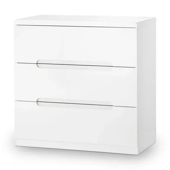 3-Drawer Chest with Recessed Handles - White image